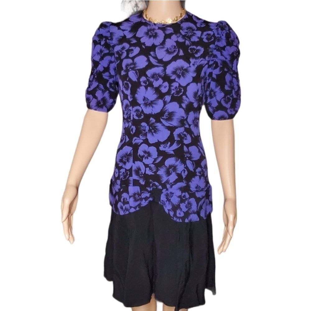 Petites by secrets vintage purple and black dress